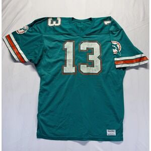 VTG Miami Dolphins Jersey Mens 48 XL Teal Sand Knit #13 Dan Marino Football NFL